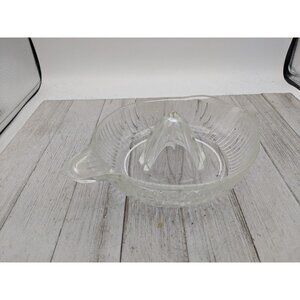 Vintage #4 Ribbed Glass Juicer Reamer 6" Diameter with Handle & Pour Spout
